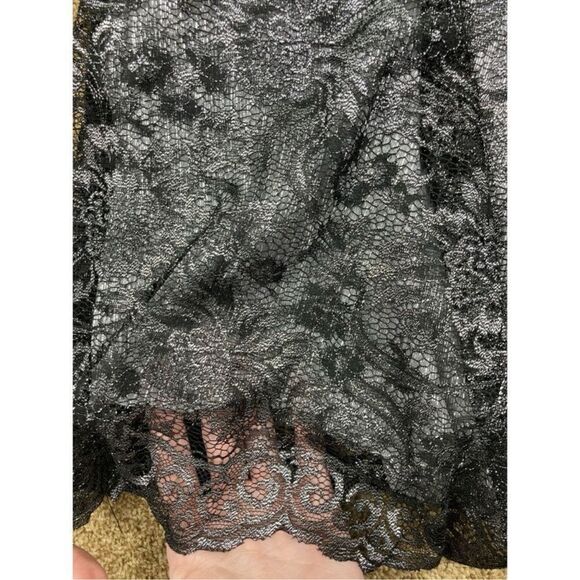 Anna Sui black and silver metallic silk lace blouse - Picture 6 of 6